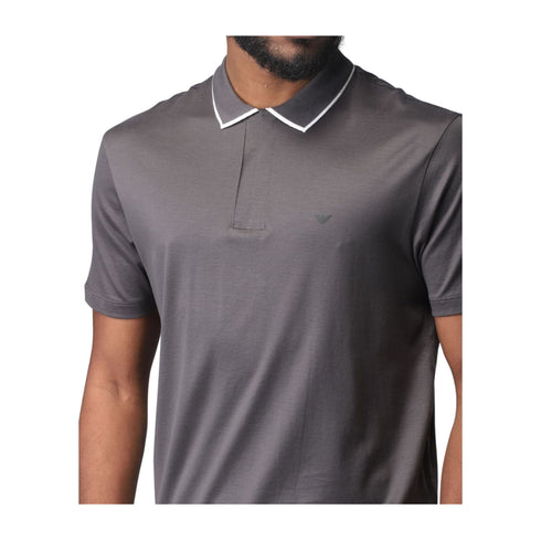 Polo Uomo con bordino a contrasto Grigio EMPORIO ARMANI- Francavilla Moda